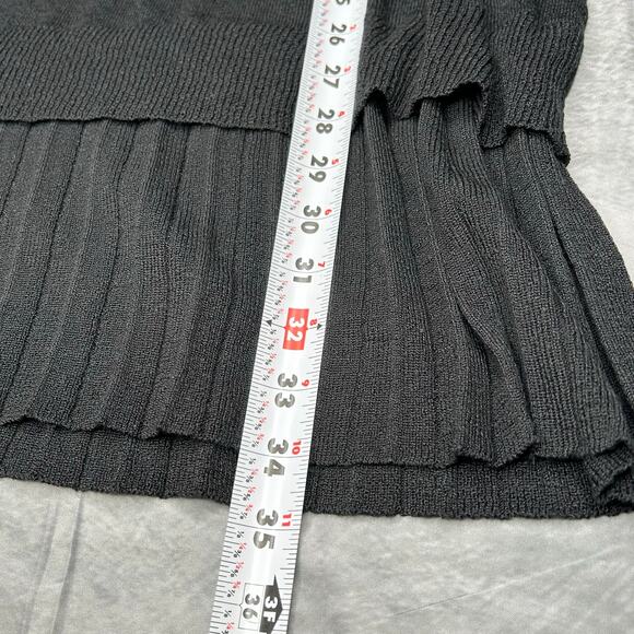 Tulle Little Black Dress Women M Knit Body Con Long Sleeve Stretch Knee Length - Picture 8 of 10